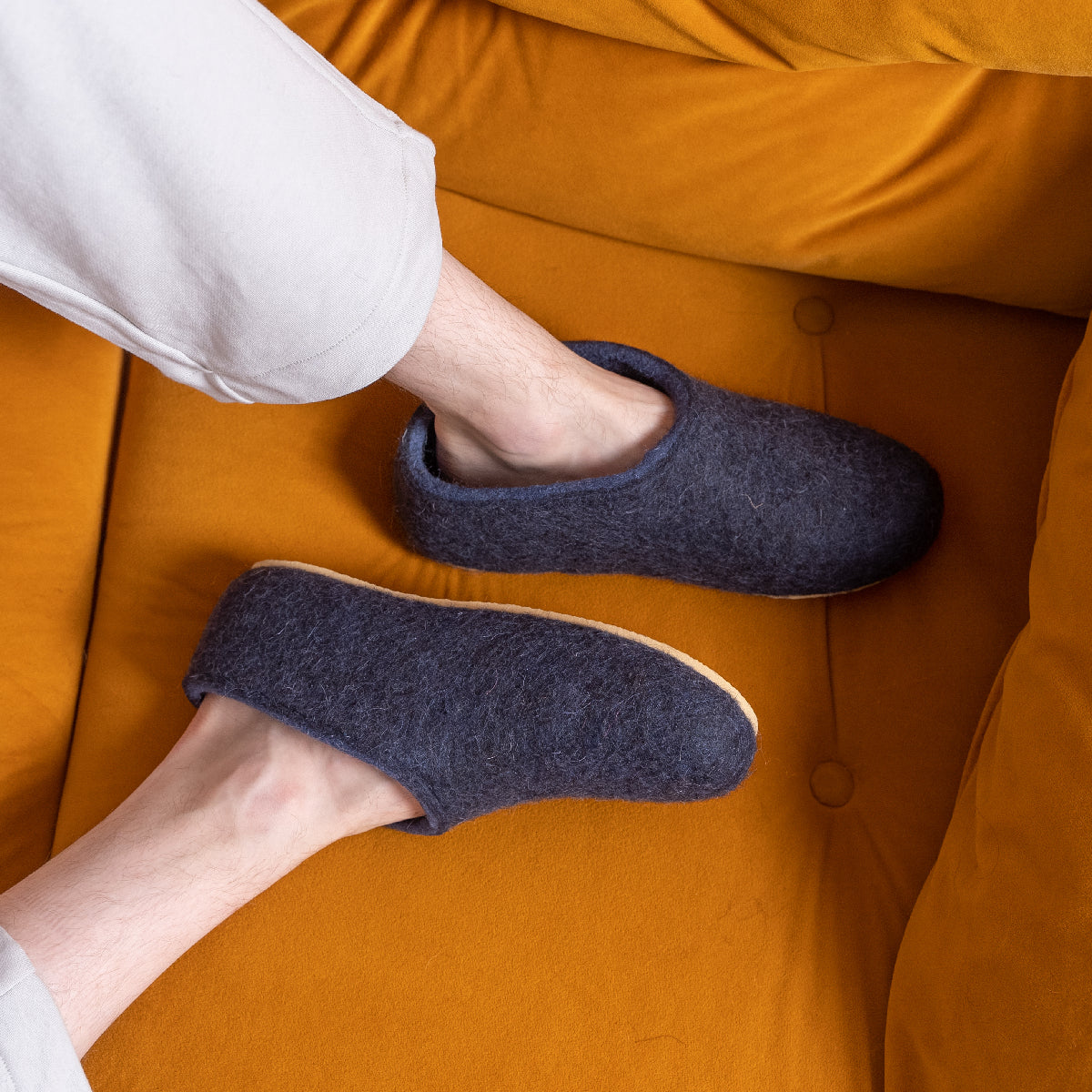 man in home slippers